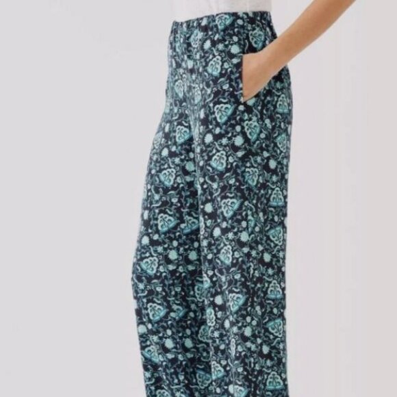 *NWT* J.JILL FLORAL ART PAISLEY FULL LEG PANTS_BLUE/MULTI_L_$89 - Picture 3 of 4